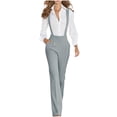 thumbnail image 2 of Frostluinai Women Office Jumpsuit Dress Pant Business Casual Suspenders Straight Leg Suit Pants Solid Baggy Chino Overall with Pocket, 2 of 9