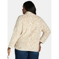 thumbnail image 3 of Terra & Sky Women's Plus Size Quarter Snap Fleece Shacket, Sizes 0X-5X, 3 of 6