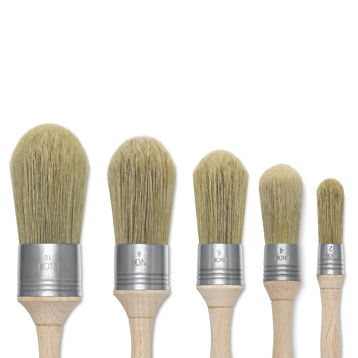 Escoda Natural Bristle Brushes Round Oval, Size 8, Long Handle