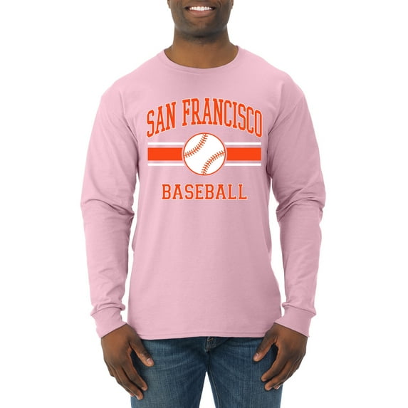 Wild Bobby City of San Francisco Baseball Fantasy Fan Sports Men's Long Sleeve T-Shirt, Light Pink, 3X-Large