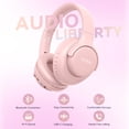 thumbnail image 3 of KVIDIO Bluetooth Headphones, Wireless Headphones with Microphone, 65H Running Time, over-Ear Headphones for Computer Laptop Travel Home Office PC (Pink), 3 of 8