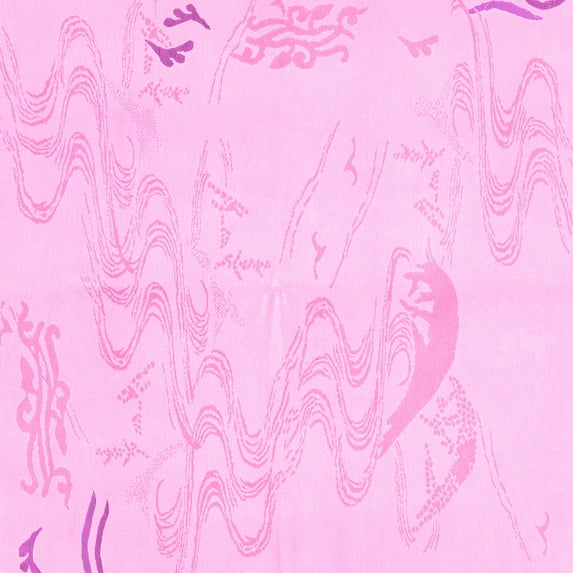 Ahgly Company Indoor Square Abstract Pink Modern Area Rugs, 5' Square