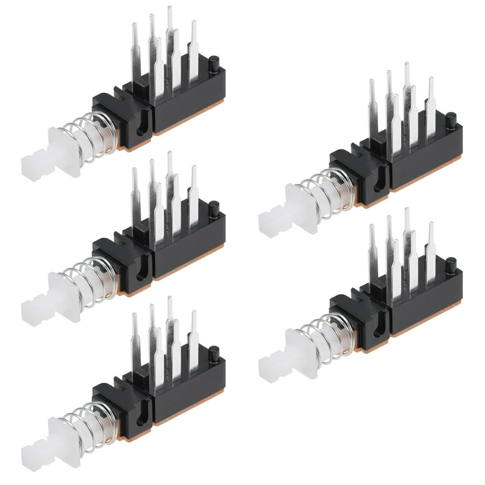 Push Button Switch, DPDT 6 Pin 1 Position SelfLocking Black 5pcs