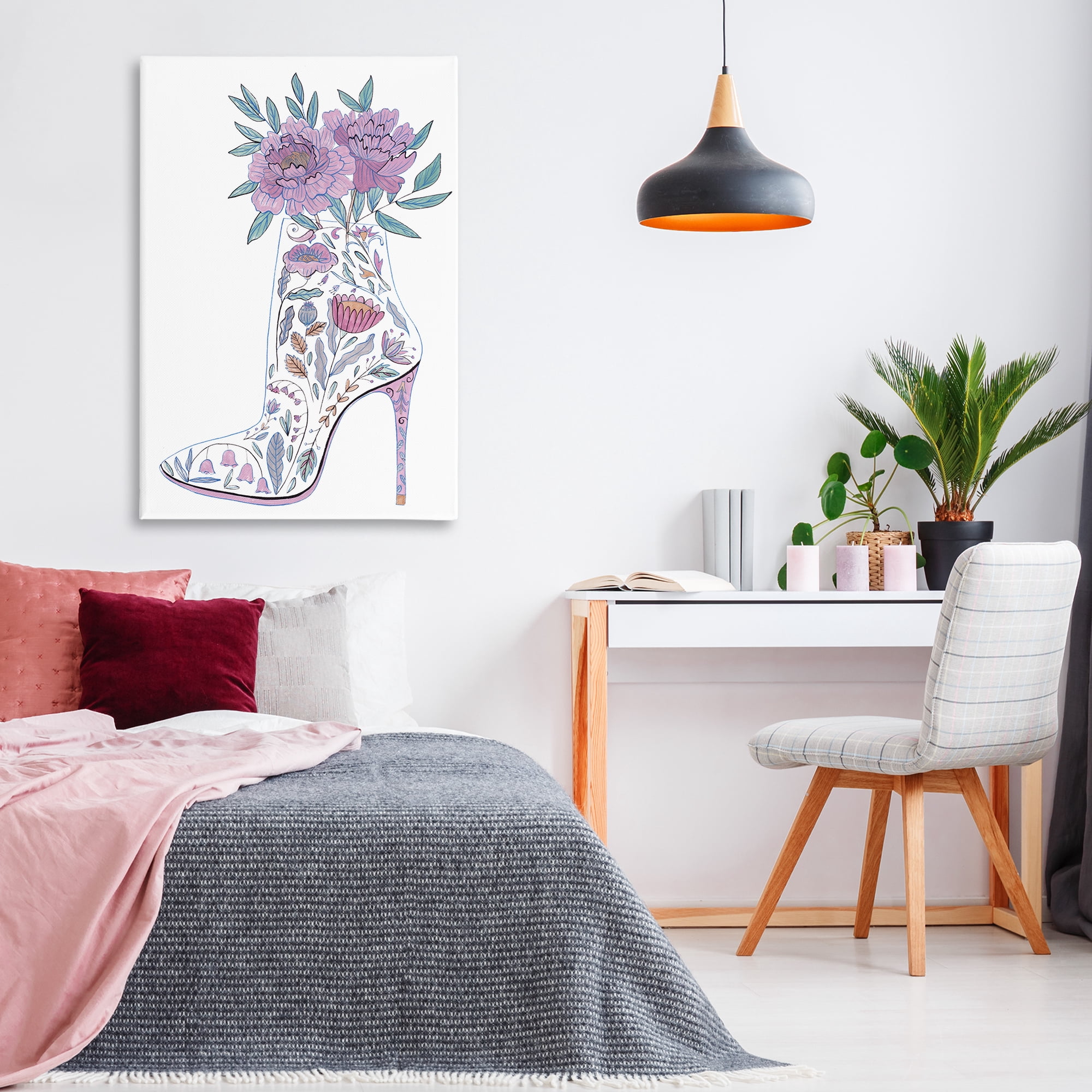 Stupell Industries Floral Heel Bouquet Botanical & Floral Painting Gallery Wrapped Canvas Art Print Wall Art, 30 x 45