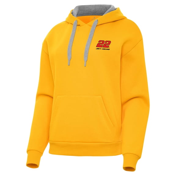 Women's Antigua  Gold Joey Logano Victory Pullover Hoodie