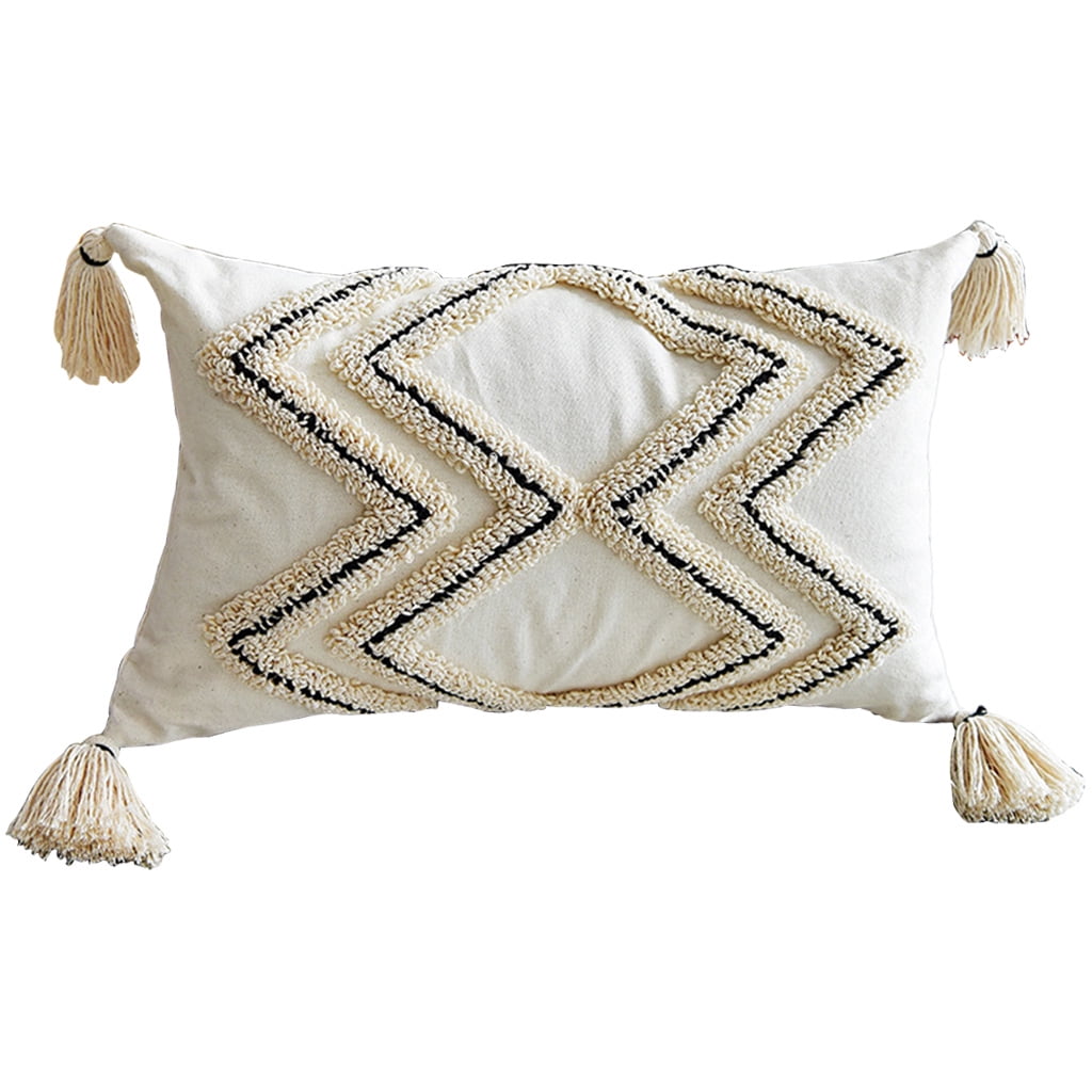 Boho Striped Throw Pillow Covers Neutral Tufted Decorative - Temu