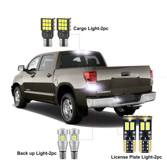 6Pc Car LED Bulbs For Toyota Tundra 2007-2013 LED Car Cargo Light Reverse Backup Light  License Plate Light CANBUS White