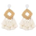 thumbnail image 1 of Pendientes de ratán bohemio clásico Geométrico Hecho a mano Hoop Hoop Moda Atractiva Oreja Colgantes para Mujeres Chicas Blanco 2 Paquetes Monstrate AP008668-04B, 1 of 5