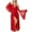 Red, variant on Kaemgyyd Women's Long Bridal Robes Mesh See Through Fuzzy Trim Bathrobe Elegant Lace V Neck Belted Wedding Party Nightgown Loungewear