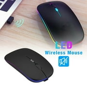 2.4GHz LED Wireless Optical Mouse USB Rechargeable RGB Cordless Mice for PC Laptop