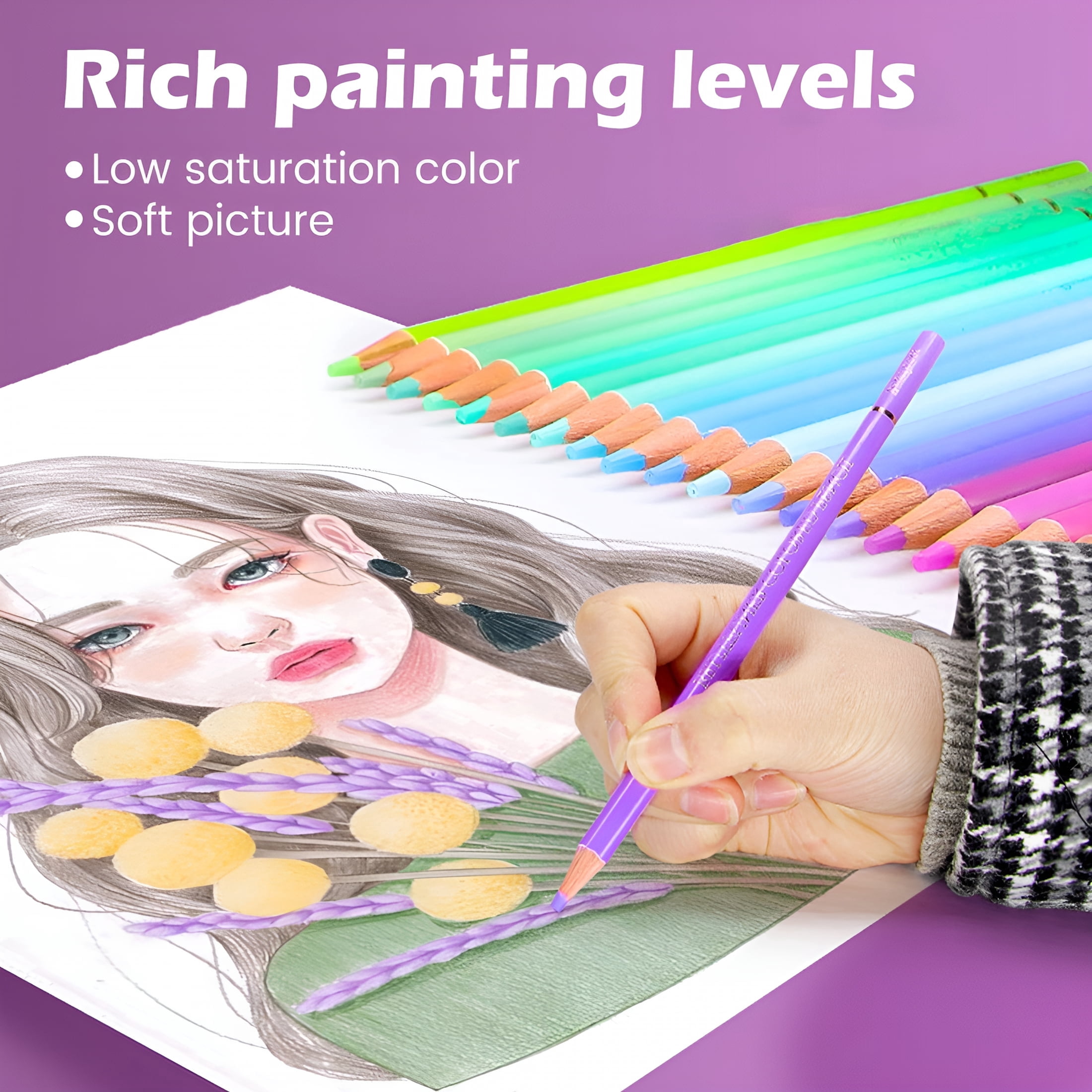 CCOCC 2026 New 50Pcs Count Oil Colored Pencils Set for Adults Macaron Colored Pencils Artists Drawing Colored Pencils Set Soften Wooden Oil Pastel Colored Pencils for Student