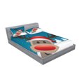 thumbnail image 2 of Ambesonne Christmas Fitted Sheet & Pillow Sham Set, Noel Fun Cartoon, Full, Red Brown Navy, 2 of 2