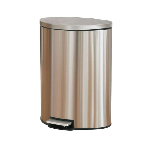 Better Homes & Gardens Kitchen Trash Can, 14.5 Gallon Stainless Steel Semi Round Step Garbage Bin with Soft Close Lid, Silver
