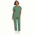 thumbnail image 4 of Mlqidk Scrub Sets for Woman Plus Size Medical Scrub Sets Stretchy V Neck Scrub Leg Pantss and Tops Jogger Scrubs Nursing Scrubs with Pockets Green 5XL, 4 of 4