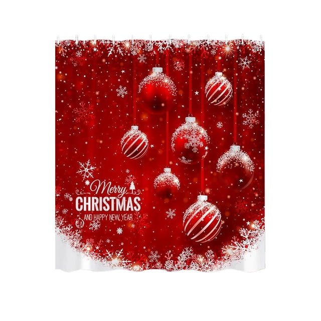 Qocolhg Décorations de Noël Extérieur Intérieur, Rideau de Douche de Noël Boule de Noël Rouge Rideau de Douche Dortoir Rideau Séparateur de Pièce, en Liquidation Liquidation!