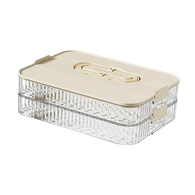 Organizador de albóndigas, organizador de refrigerador, bandeja apilable para congelar, bandeja para conservar alimentos para carne, pasta, bocadillos 2 capas