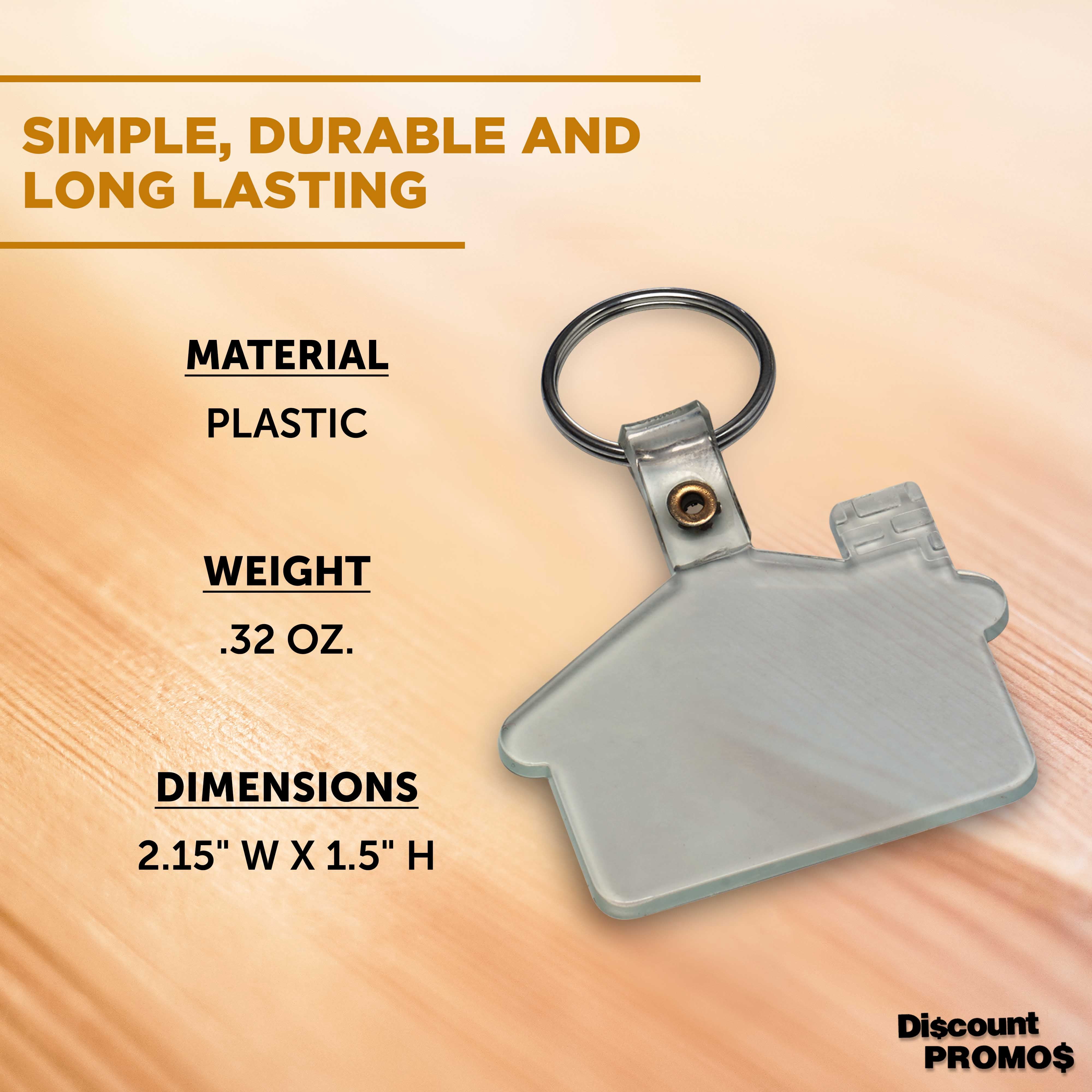 Custom House Shaped Soft Key Tags Set of 100, Personalized Bulk Pack - Perfect for Tradeshows, Party Favors, Events - Black