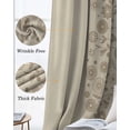 thumbnail image 6 of Japanese Blackout Curtains for Bedroom - 84 Inch Long Light Blocking 2 Panels Set, Beige Farmhouse Retro Floral Leaf Pattern Thermal Insulated Living Room Drapes Grommet Window Curtains 52"x84", 6 of 8