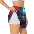 thumbnail image 3 of Lsque Neon Cyberpunk Blue Bear Printed Women's Running Shorts with Liner Pockets,Elastic Quick Dry Workout Athletic Gym Yoga Shorts,Womens High Waist Shorts-XX-Large, 3 of 9