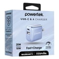 thumbnail image 2 of Powertek 20W A/C Combo Wall Charger Metallic Shine Pastel - Blue, 2 of 6