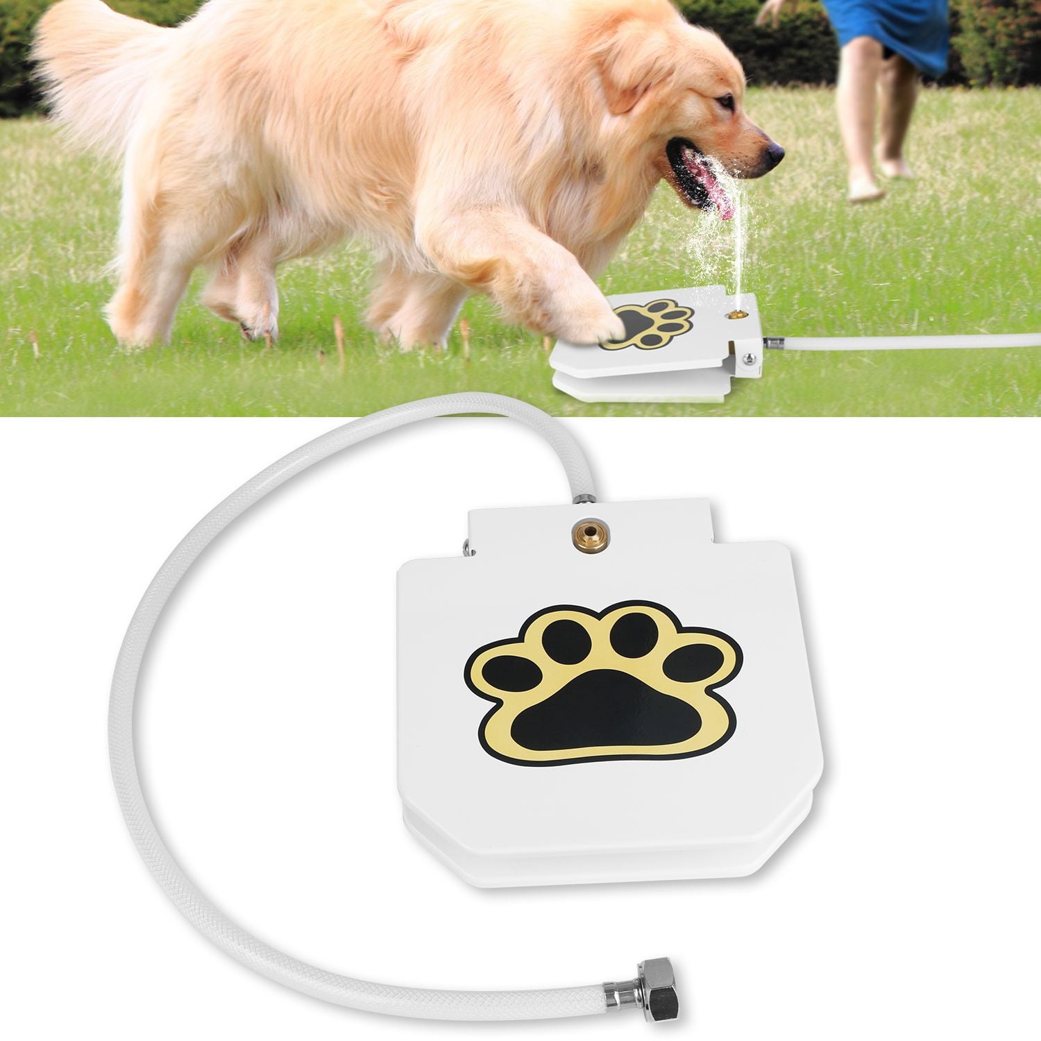 Outdoor Dog Water Fountain, Step-On Activated Pet Water Dispenser, Interactive Paw Pedal Sprinkler for Dogs, Automatic Fresh Water Feeder
