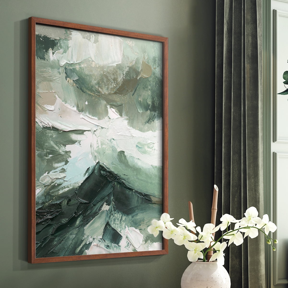 Crashing II Framed Print in Brown Solid Wood Framed Print No Nail Hanging