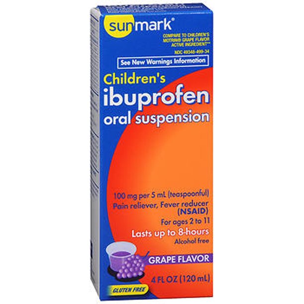 Sunmark Children's Grape Ibuprofen Oral Suspension Liquid, 100 mg, 4 Fl. Oz.