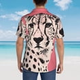 thumbnail image 4 of Susaid Pink Cheetah Art Print Short Sleeve Shirts Button Down Casual Shirts Summer Beach Aloha Button Down Short Sleeve for Men ,Medium, 4 of 7