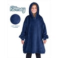 thumbnail image 3 of Bare Homey Kids Size Microplush Wearable Blanket - Side Pockets - Warm - Velvety Soft, Dark Blue, 3 of 8