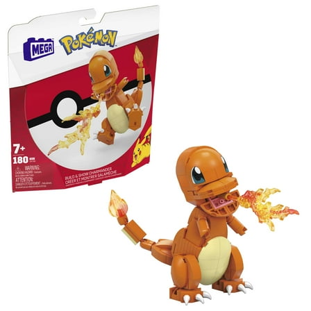 MEGA Pokemon Build & Show Charmander Toy Building Set, 4 Inches Tall
