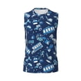 thumbnail image 6 of Lsque Blue Bus Print Men's Cotton Blend Sleeveless Muscle Shirts (S-3XL)- Moisture Wicking, Odor Protection, UPF 30+,3X-Large, 6 of 8