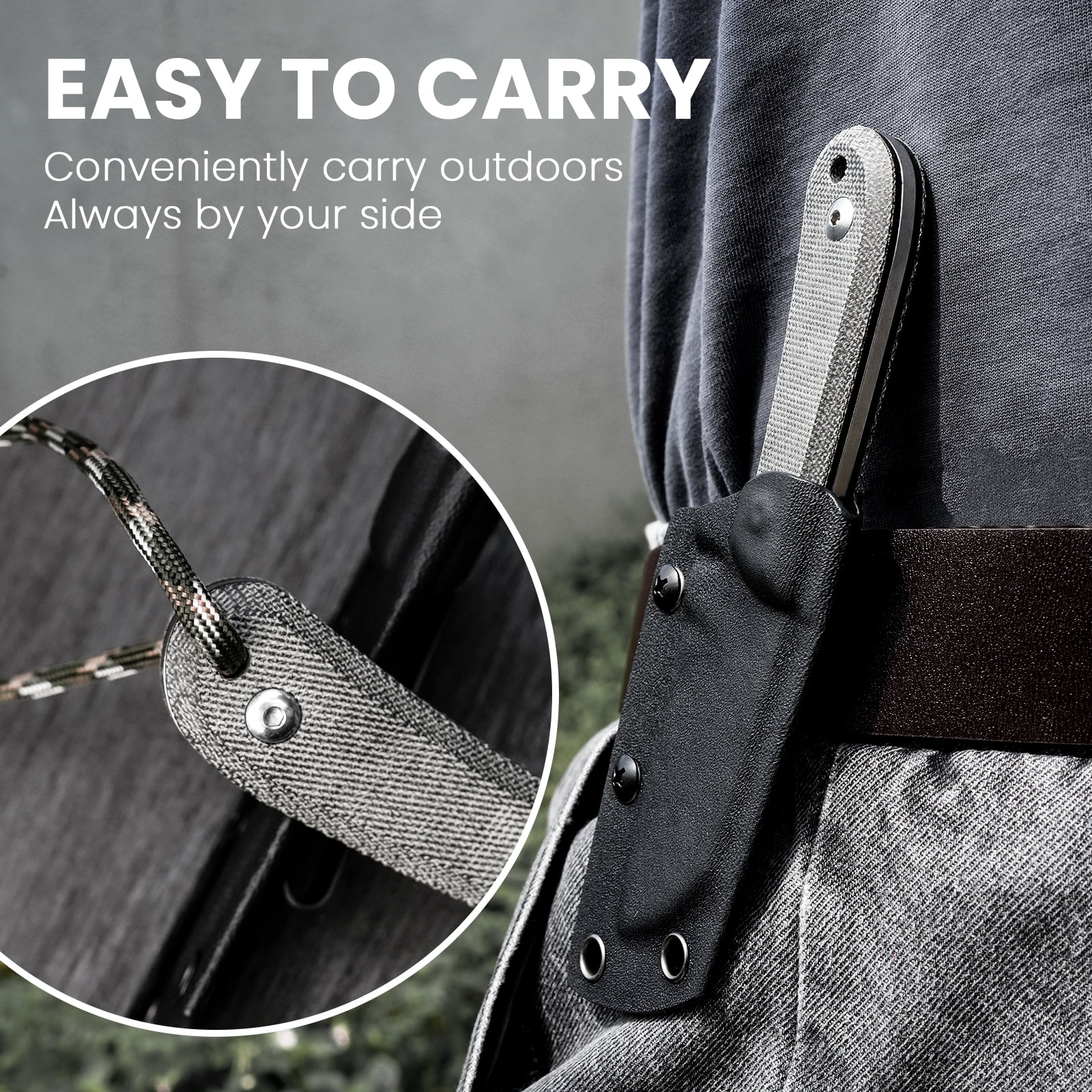 Kizer Deckhand Fixed Blade Knife D2 Steel Blade Micarta+G10 Handle With Sheath, 1062A1