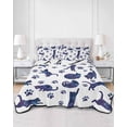 thumbnail image 2 of Quilts Queen Size Bedding Set, Blue Starry Sky Cat Lightweight Quilted Comforter, Cat Paw Farmhouse Soft Reversible Bedspread Coverlet with Pillow Covers for All Season, 90" x 96", 2 of 7