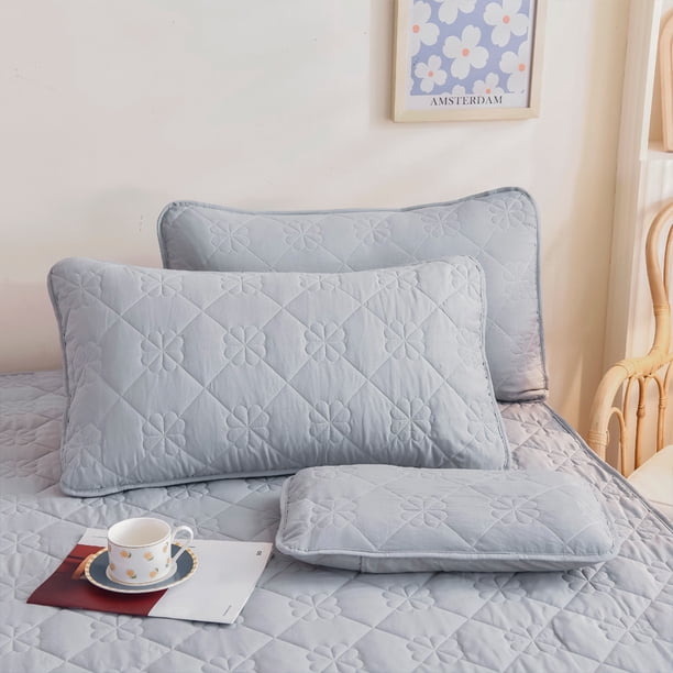 Nvzi 1 funda de almohada con clip de algodón. Clásica y atemporal, funda de almohada sencilla de color liso, que queda genial en cualquier cama. 48 x 74 cm (gris).