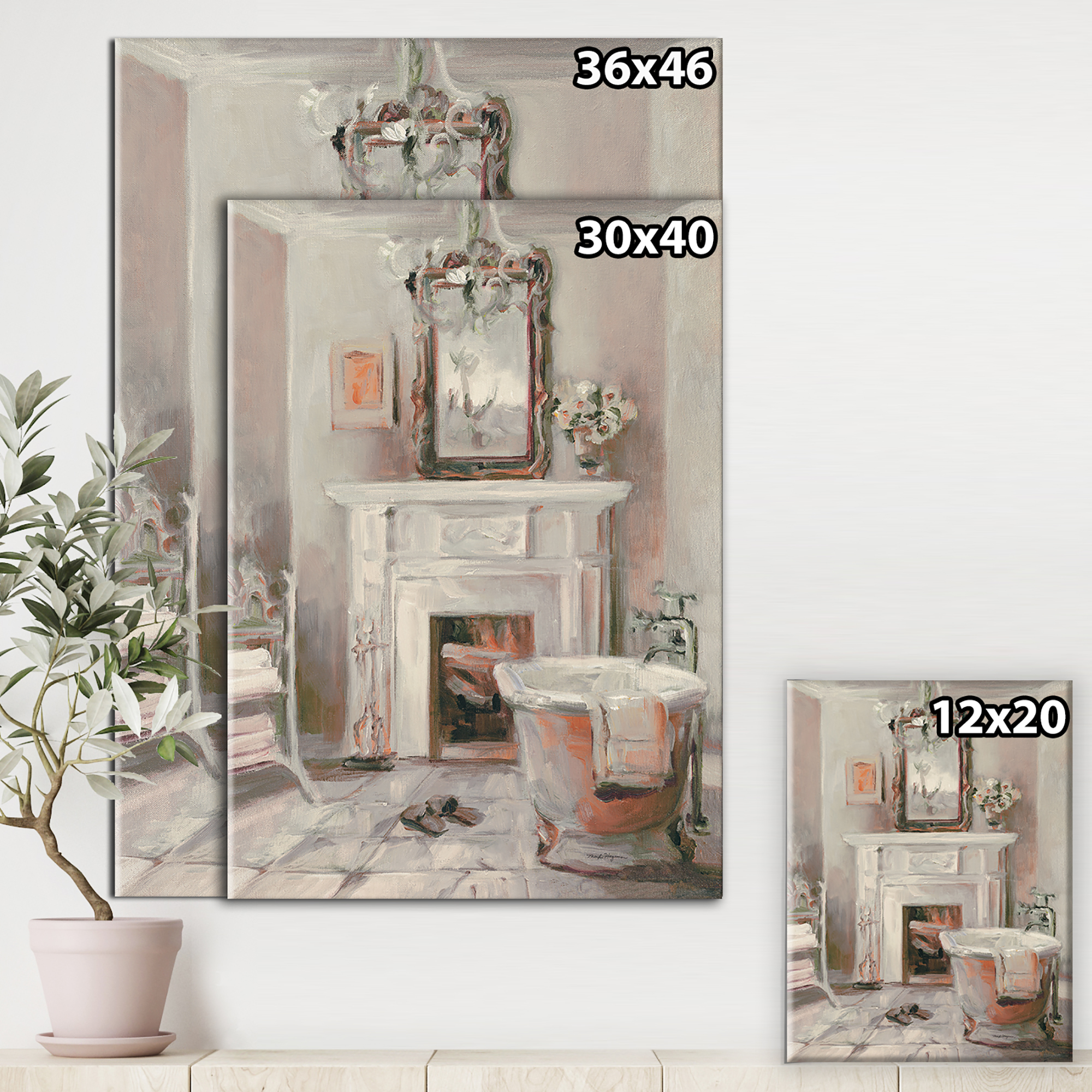 Designart 'French Bath La baignoire II' Traditional Bathroom gallery-wrapped Canvas