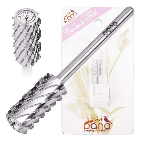 USA PANA Professional 3/32" Shank Size - Crystal Top Large Barrel Carbide Bit - Nail Drill Bit for Dremel Machine (3X Coarse, Silver)