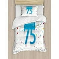 thumbnail image 3 of 75th Birthday Duvet Cover Set King Size, Colorful Confetti Rain with Polka Dots Hand Written Celebration Party Theme, Decorative 3 Piece Bedding Set with 2 Pillow Shams, Multicolor, by Ambesonne, 3 of 3