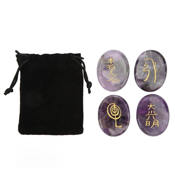 Reiki Symbols Stones,4Pcs Reiki Symbols Stones Engraved Reiki Stones Reiki Stones Ornament Compact and Lightweight