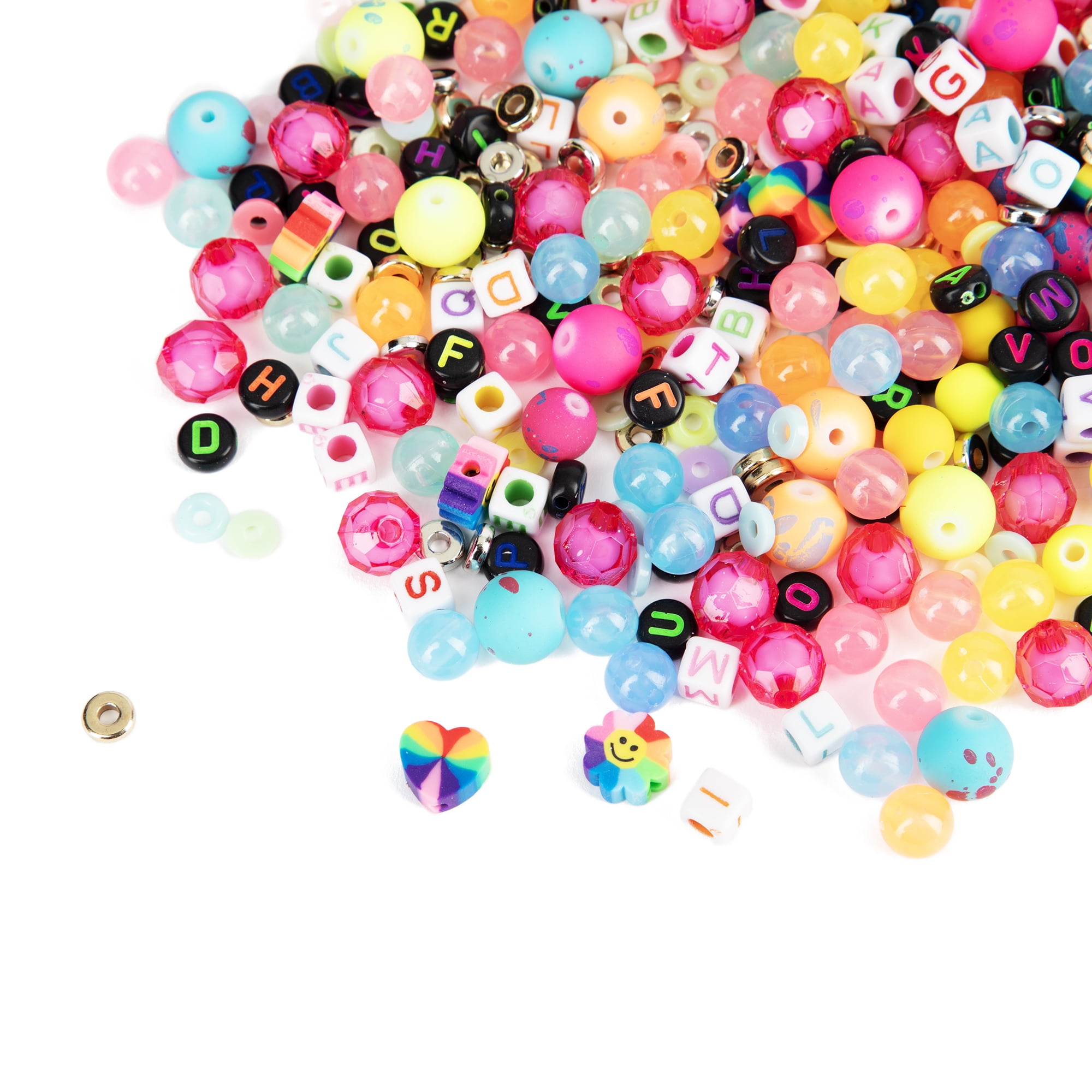 CousinDIY Neon Y2K Bead Mix Alphabet and Rainbow Acrylic 135g 1200 Piece Unisex Adult