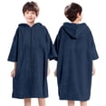 thumbnail image 3 of Djtdsds Kids' Solid Color Hooded Terry Cloth Beach Towel Poncho Robe with Zipper Cover-Up Size:One Size, 3 of 4