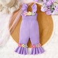 thumbnail image 2 of Coerni Toddler Baby Girl Easter Outfit Birthday Bell Bottom Overall Ruffle Romper Spring Clothes Jumpsuit Knitted Sweater Overalls, 2 of 8