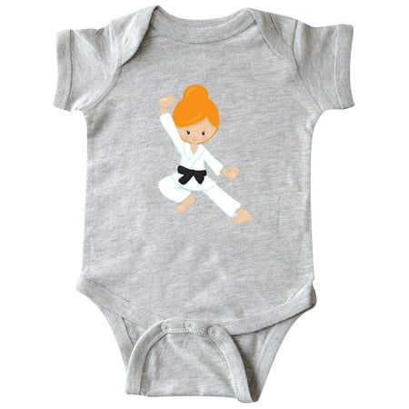 

Inktastic Cute Girl Orange Hair Black Belt Karate Pose Gift Baby Girl Bodysuit