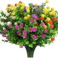 thumbnail image 5 of Nvzi 10 manojos de flores artificiales para exterior, resistentes a los rayos UV, decoración rústica para el hogar (rojo), 5 of 5