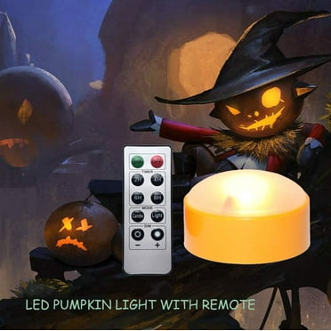 Halloween LED Pumpkin Lights Battery Operated - Orange Pumpkin Lights with Timer and Remote Halloween Decor - Halloween Jack-O-Lantern Decoration Outdoor - Flameless Pumpkin Candles