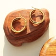 thumbnail image 4 of Pendientes en forma de U, pendientes dobles con personalidad de acero titanio, dorado, 4 of 4