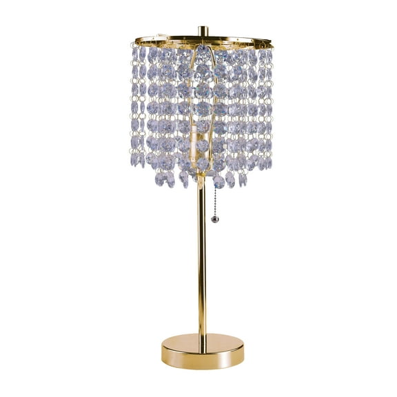 Furniture of America Micheline Hanging Crystal Gold Table Lamp