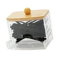 thumbnail image 1 of Unique Bargains 1 Pc Diamond Pattern Square Ball Cover Acrylic Cotton Swab Jar Clear Wood Color, 1 of 6