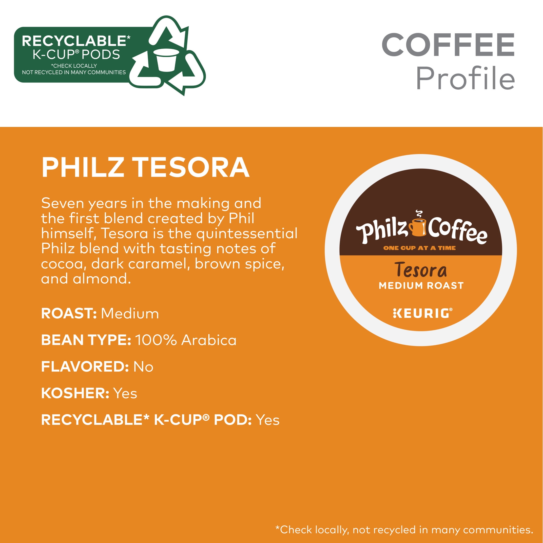 (3 pack) Philz Coffee, Tesora Medium Roast K-Cup Coffee Pods, 10 Count