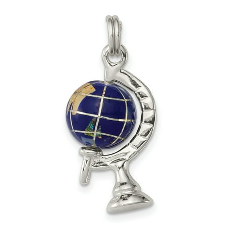 Globe Charm - 925 Sterling Silver Blue Enameled Globe Charm and Pendant