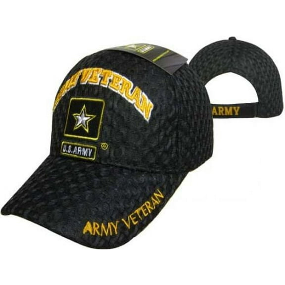 US Army Gold Star Army Veteran Black Mesh Adjustable Strap Hat Cap LICENSED